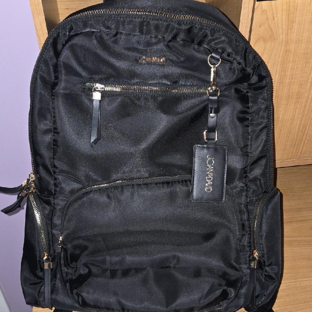 Joan & David Black Backpack with Gold Accents